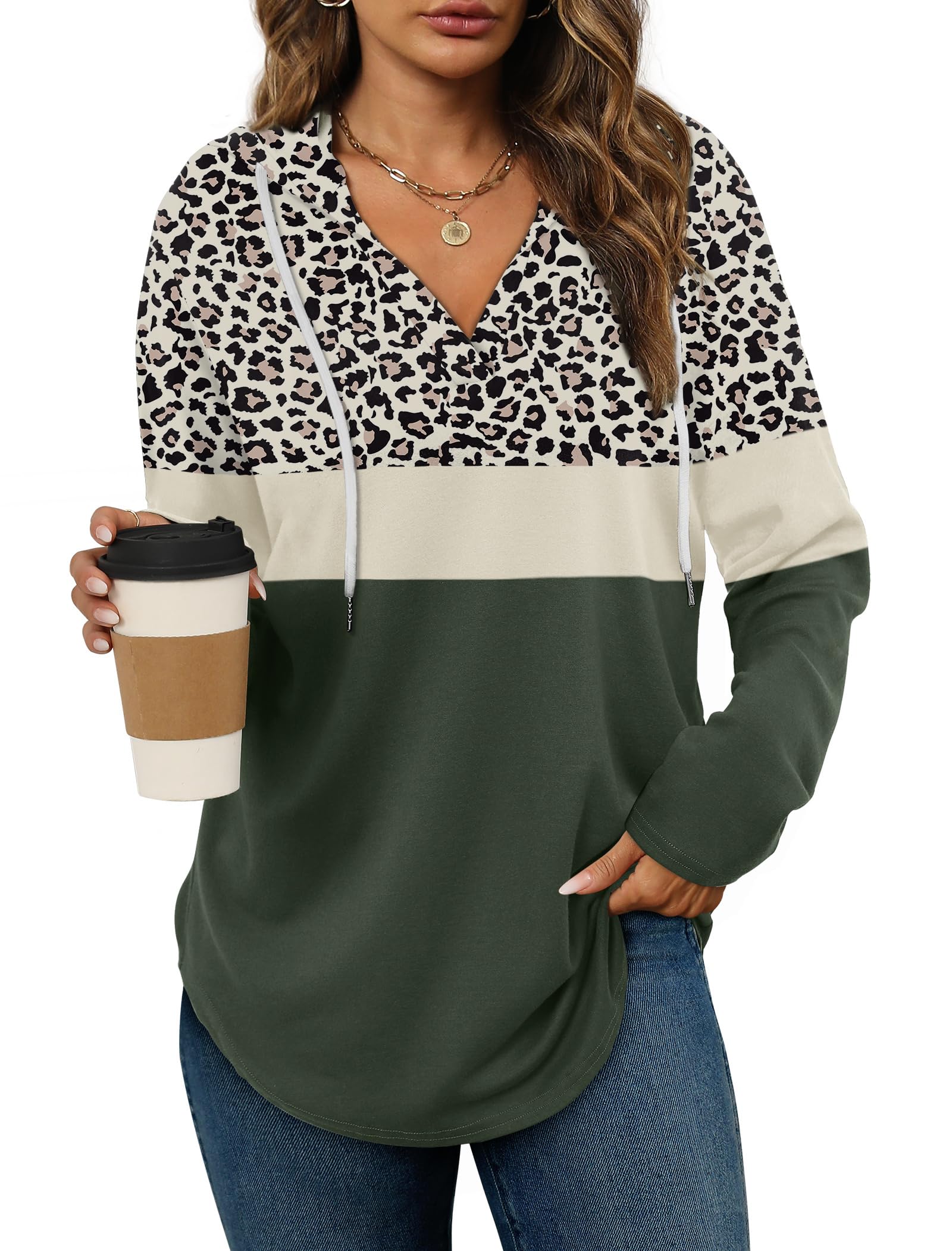 Bofell Womens Fashion Tops Hoodies for Women Pullover Oversized Sweatshirts Long SLeeve Shirts Loose Fit